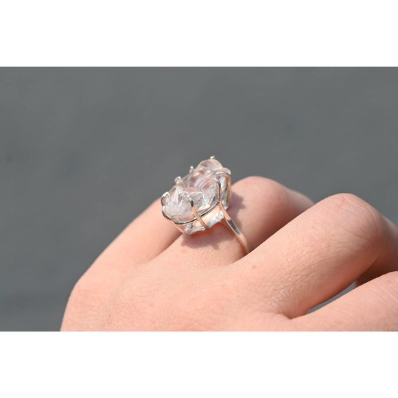 Large natural statement ring, unique engagement rings, size 5 6 7 8 9 10 - Picture 6 of 7